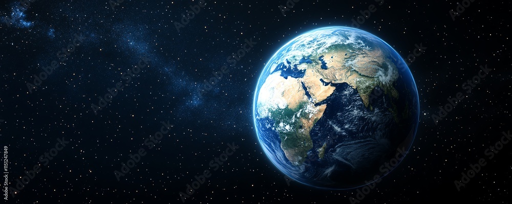 Naklejka premium A digital Earth on a background of global data and world statistics, with plenty of copy space for text, branding, or messaging