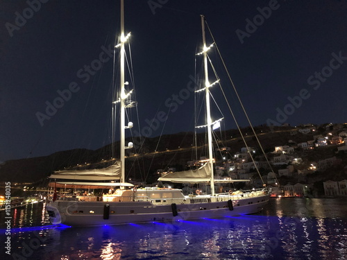 Wallpaper Mural Luxury sailboat with blue underwater lights Torontodigital.ca