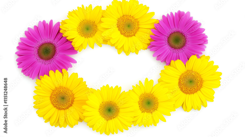 Fototapeta premium a crescent-shaped wreath made of vibrant flowers transparant background png