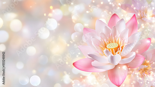 serene floral design featuring pink and white lotus flower, symbolizing beauty and tranquility