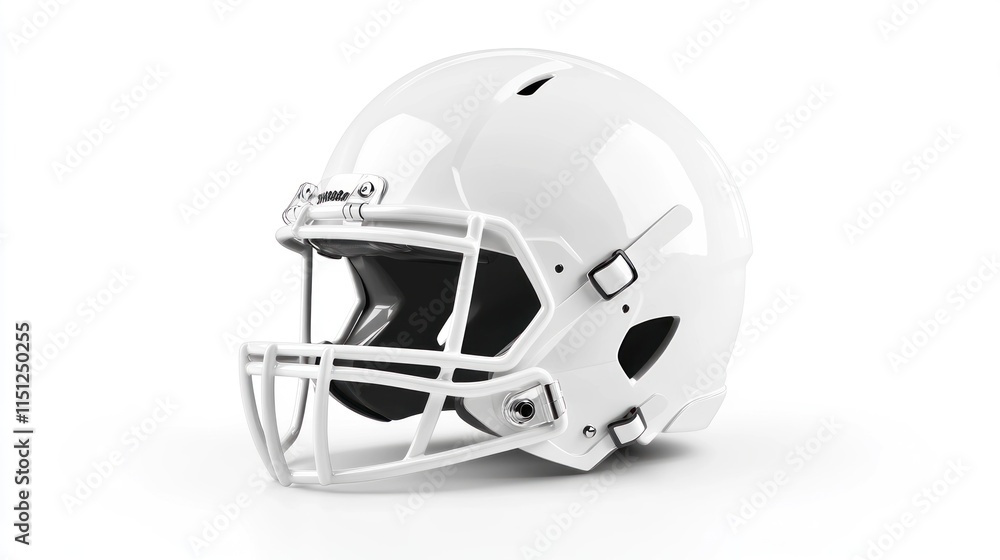 Fototapeta premium White American football helmet, isolated on white background.