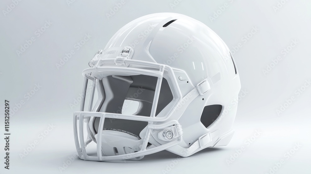 Fototapeta premium White American football helmet isolated on white background.