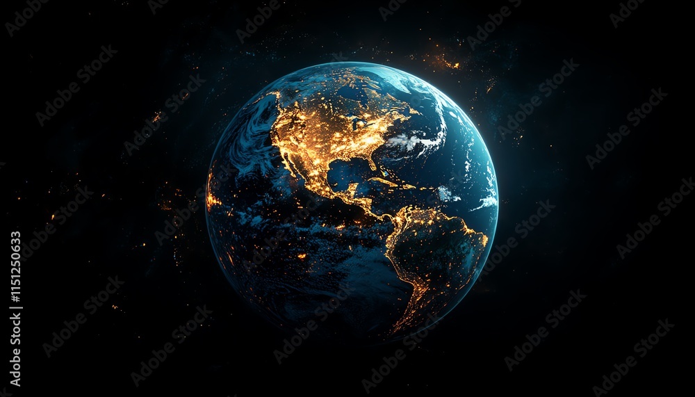 Fototapeta premium Earth globe illuminated against a backdrop of cyberspace