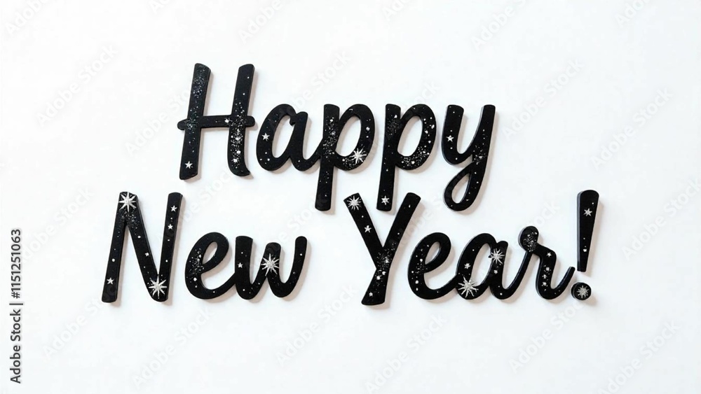 Happy New Year Text. Festive Holiday Greeting Design. Happy New Year Text. Festive Holiday Greeting Design.
