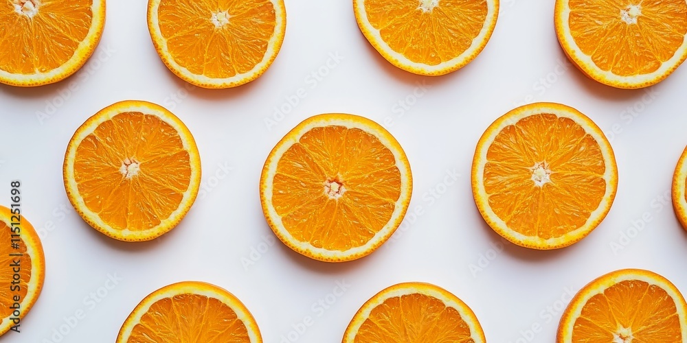 Sliced oranges placed against a white backdrop. The bright orange slices stand out vividly against the clean, clear white background. Sliced oranges placed against a white backdrop. The bright orange slices stand out vividly against the clean, clear white background.