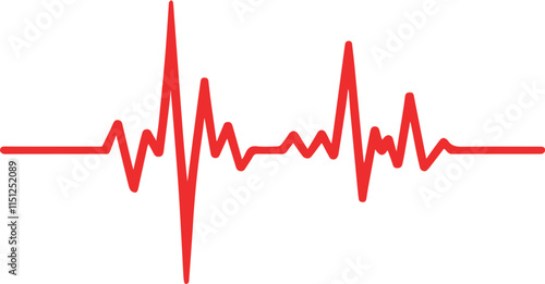 Red Cardiogram Line Graphic for Medical Applications