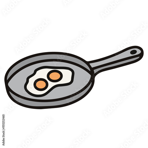 vector illustration of frying egg on the pan, suited for cooking illustration drawing