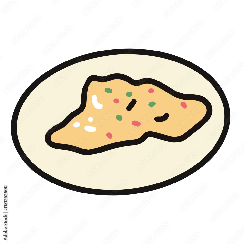vector illustration of scrambled egg on the plate, suited for breakfast menu drawing, cuisine meal illustration vector illustration of scrambled egg on the plate, suited for breakfast menu drawing, cuisine meal illustration