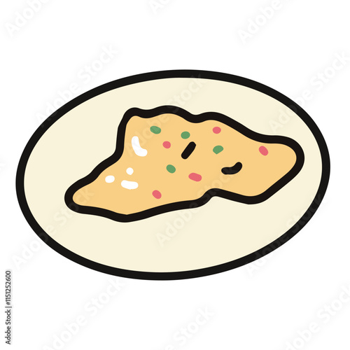 vector illustration of scrambled egg on the plate, suited for breakfast menu drawing, cuisine meal illustration