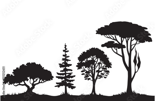 Group of trees silhouette Tree silhouette