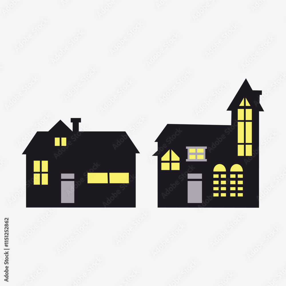 Modern House Silhouettes Set , Architectural Vector Designs.
Modern House Silhouettes Set , Architectural Vector Designs.