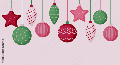 Christmas baubles and decorations.