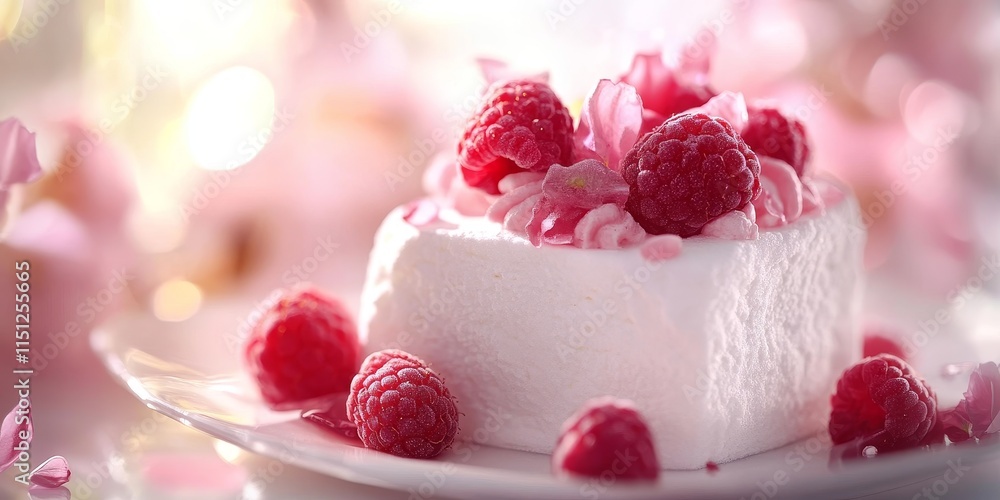 Delight in a marshmallow dessert adorned with raspberries, embodying love and sweetness for a Valentine s morning breakfast. This abstract marshmallow dessert captures a soft, romantic essence. Delight in a marshmallow dessert adorned with raspberries, embodying love and sweetness for a Valentine s morning breakfast. This abstract marshmallow dessert captures a soft, romantic essence.
