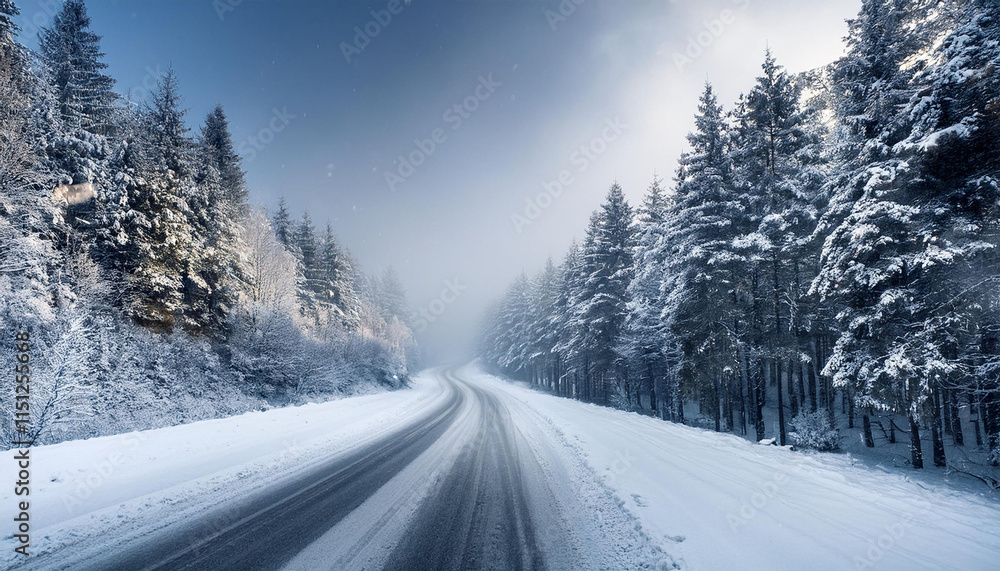 Obraz premium road in the snow, Generated image