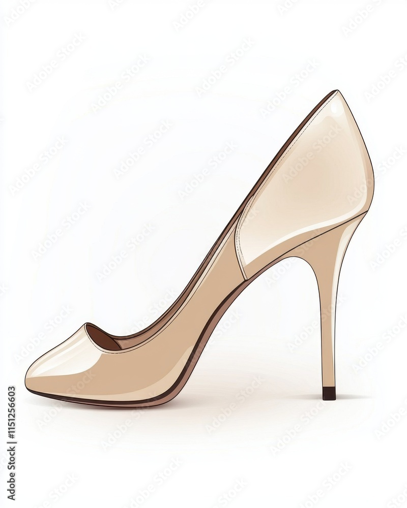 Elegant beige high heel shoe with a sleek design, perfect for formal occasions. Elegant beige high heel shoe with a sleek design, perfect for formal occasions.