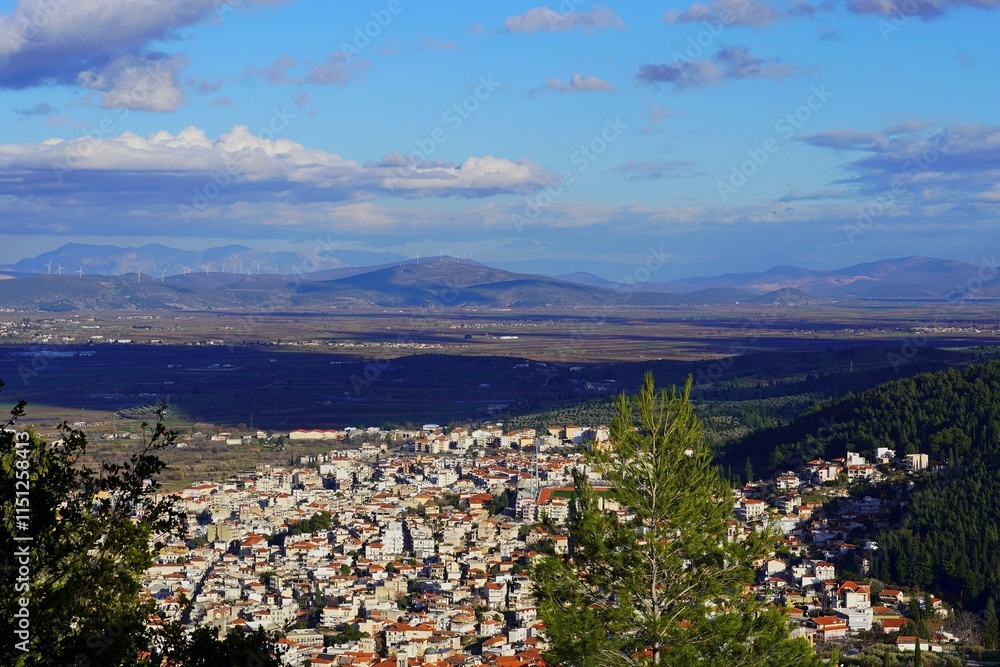 Panoramic view of the city of Livadeia in Central Greece Panoramic view of the city of Livadeia in Central Greece