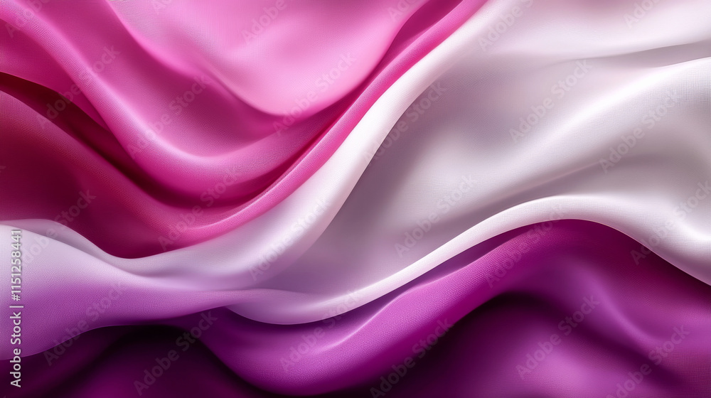 Fototapeta premium Soft and flowing fabric in shades of pink and white creates serene and elegant atmosphere. gentle waves and smooth texture evoke sense of calm and beauty