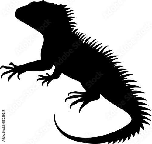 lizard iguana black silhouette vector logo