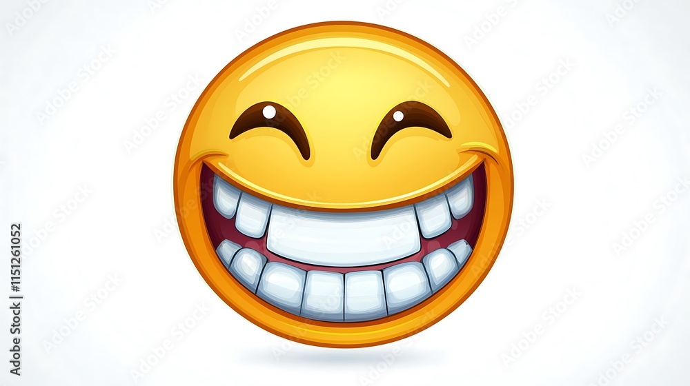 Fototapeta premium Big Grinning Smiley Face Emoji Happy Joyful Fun