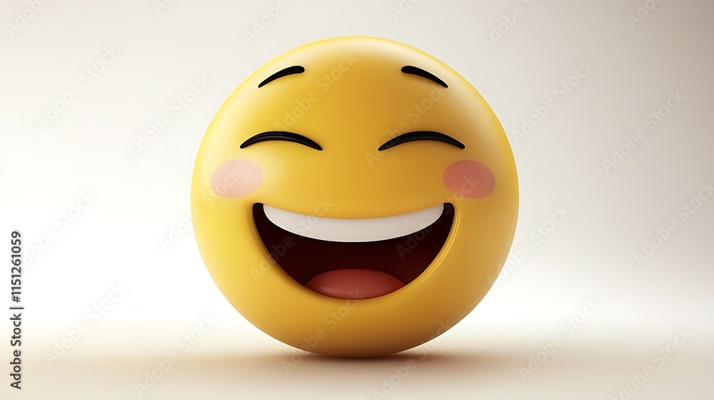 Fototapeta premium Happy Emoji Egg 3D Render Joyful Fun Easter Smile