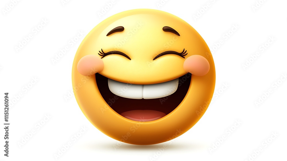 Fototapeta premium Happy Emoji Smiling Face Joyful Expression 3D Render