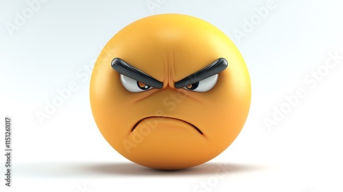 Angry Emoticon 3D Rendering Frustration Mad Grrr Emojis Illustration Digital Art Emotional photo