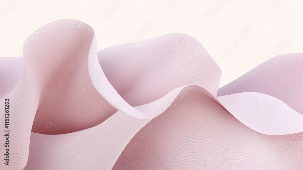 Soft pink fabric waves create gentle and calming abstract background, evoking sense of tranquility and elegance. smooth texture and flowing lines enhance visual appeal Soft pink fabric waves create gentle and calming abstract background, evoking sense of tranquility and elegance. smooth texture and flowing lines enhance visual appeal