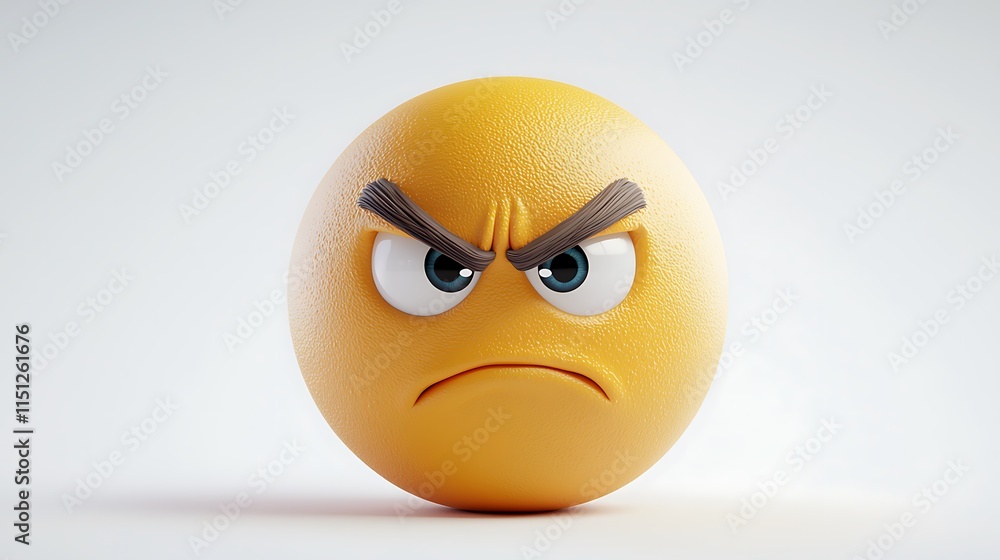 Angry Emoticon 3D Render Glowering Face Mad Emoji Frustrated Expression Sulky Grumpy Irritated Angry Emoticon 3D Render Glowering Face Mad Emoji Frustrated Expression Sulky Grumpy Irritated