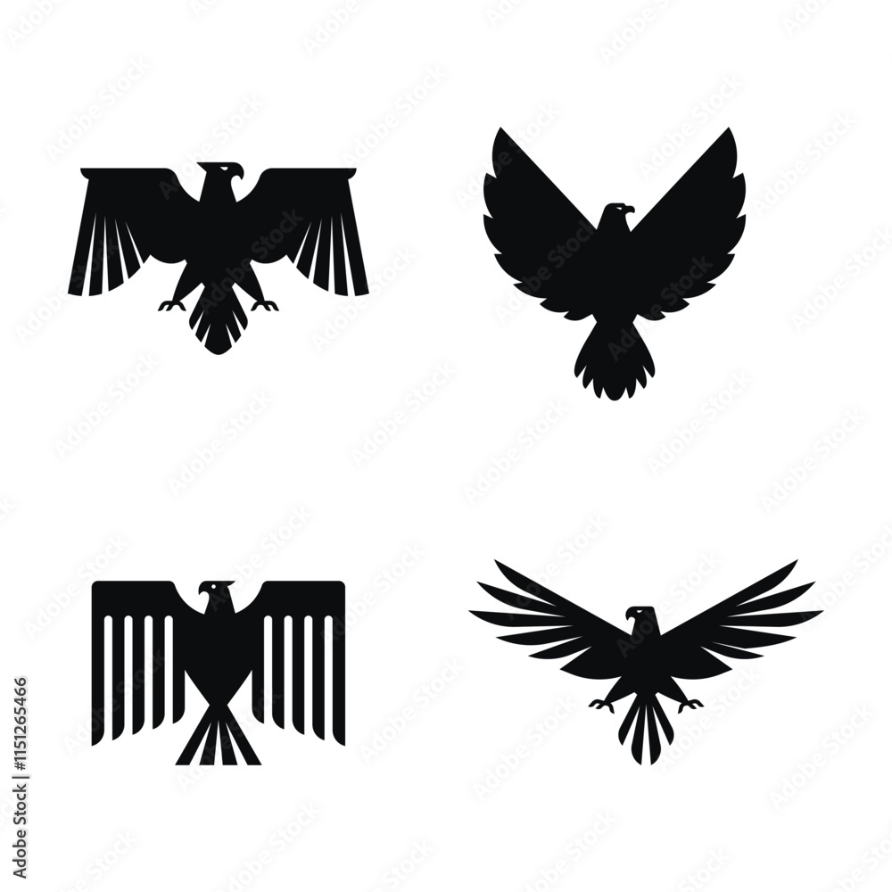 Obraz premium Bird Silhouette Collection , Flying and Perched Birds Vectors set 