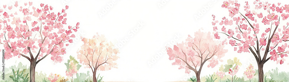 A serene landscape featuring blossoming trees in shades of pink, surrounded by gentle greenery, creating a tranquil and picturesque scene. A serene landscape featuring blossoming trees in shades of pink, surrounded by gentle greenery, creating a tranquil and picturesque scene.