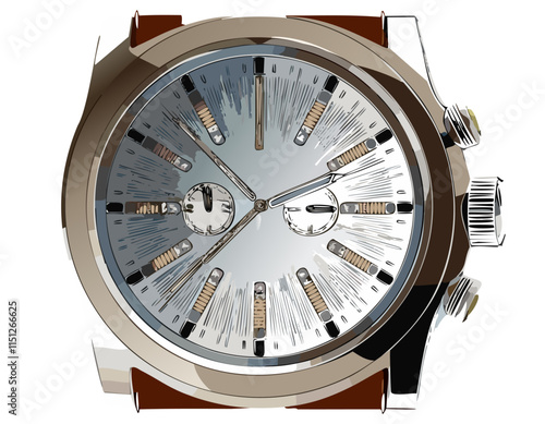 watch clock chronograph luxury for men isolated background vector illustration.