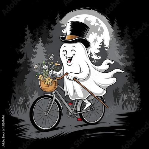 halloween witch on a bicycle photo