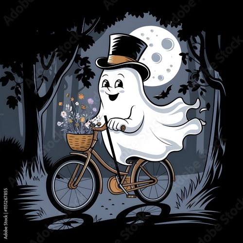 halloween witch on a bicycle