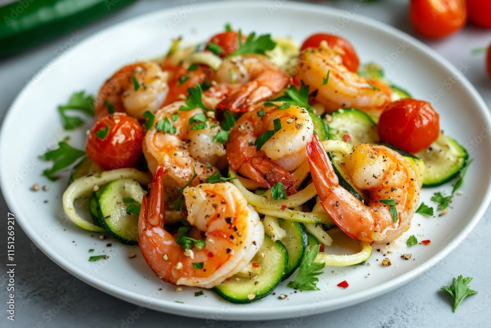 Zucchini Noodles with Shrimp and Tomatoes Zucchini Noodles with Shrimp and Tomatoes