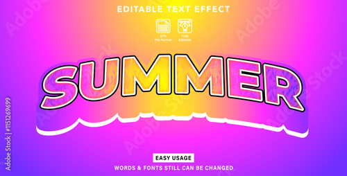 Editable text effect summer style