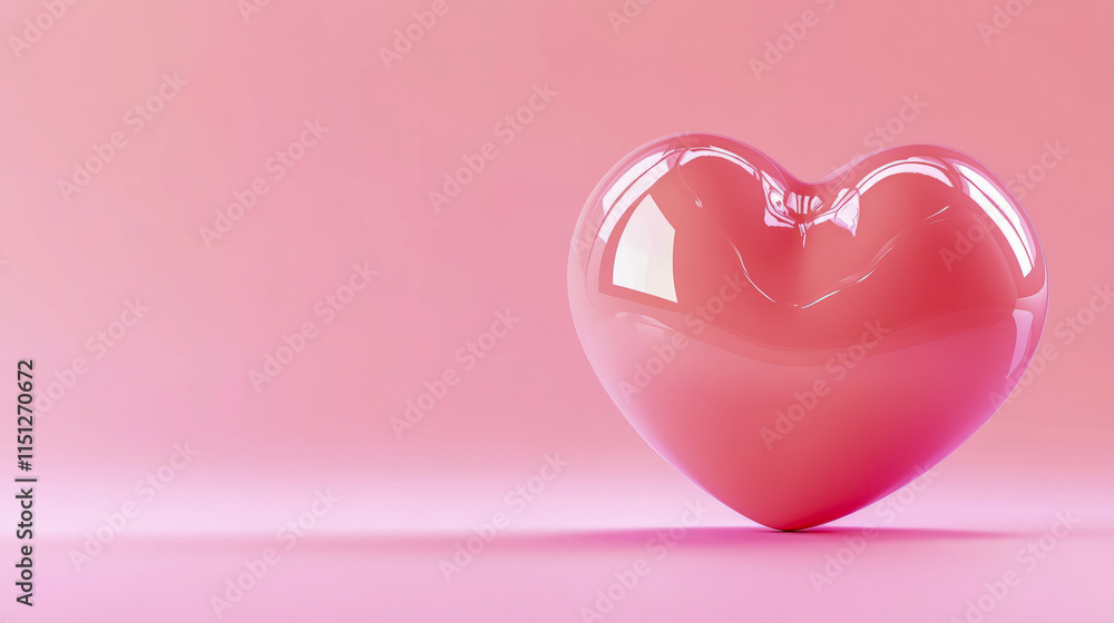 Shiny pink heart on soft pink background symbolizing love and romance Shiny pink heart on soft pink background symbolizing love and romance