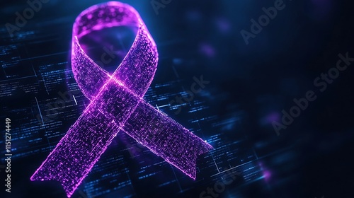 Wallpaper Mural Glowing Digital Holographic Ribbon for Cancer Awareness Concept Torontodigital.ca