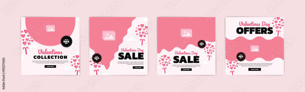 Social media post templates for digital marketing and sales promotion on Valentine's Day. fashion advertising. Offer social media banners. vector photo frame mockup illustration Social media post templates for digital marketing and sales promotion on Valentine's Day. fashion advertising. Offer social media banners. vector photo frame mockup illustration
