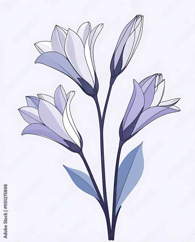 Naklejka premium A beautiful vector art illustration of Alstroemerias flowers, showcasing their elegant petals and vibrant colors. Created with generative AI.