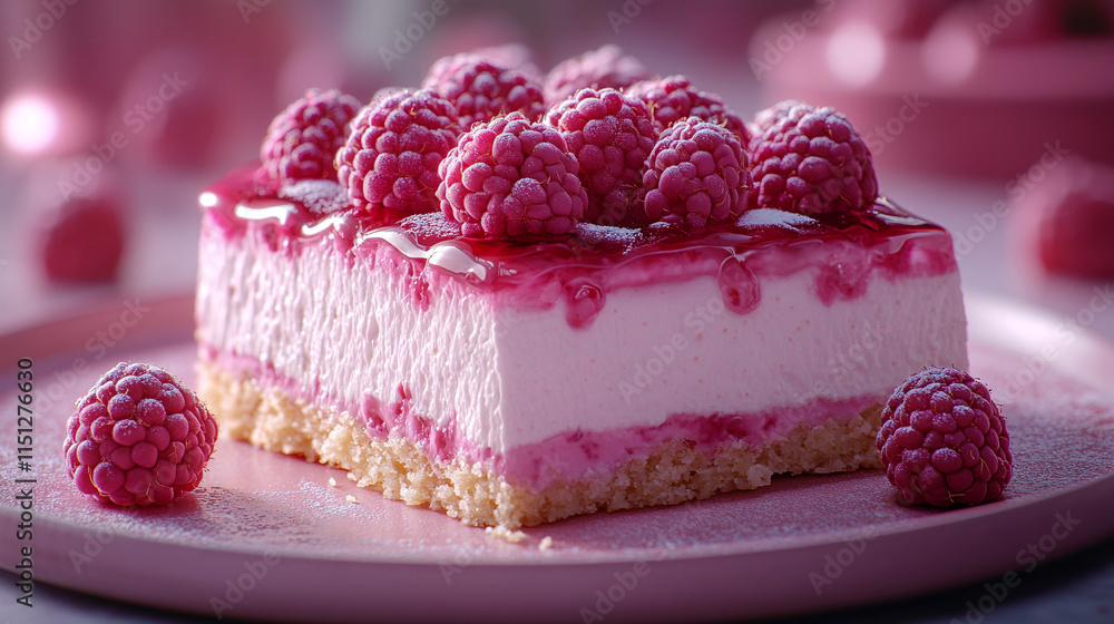 A piece of delicious beautiful appetizing raspberry cheesecake A piece of delicious beautiful appetizing raspberry cheesecake