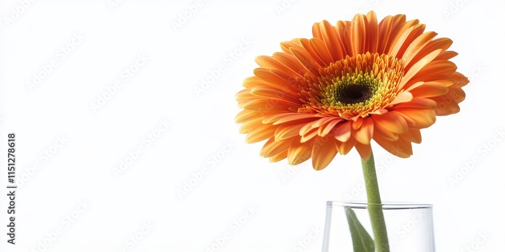 Gerbera flower beautifully displayed in a vase on a clean, isolated white background, showcasing the vibrant colors and unique petals of the Gerbera flower for a stunning visual appeal. Gerbera flower beautifully displayed in a vase on a clean, isolated white background, showcasing the vibrant colors and unique petals of the Gerbera flower for a stunning visual appeal.