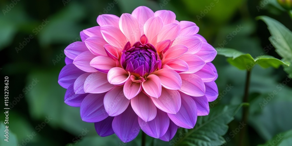 Fototapeta premium Vibrant pink and purple ombre flower showcasing enchanting colors in a lush botanical garden, perfect for highlighting the beauty of nature s palette with stunning ombre flower details.