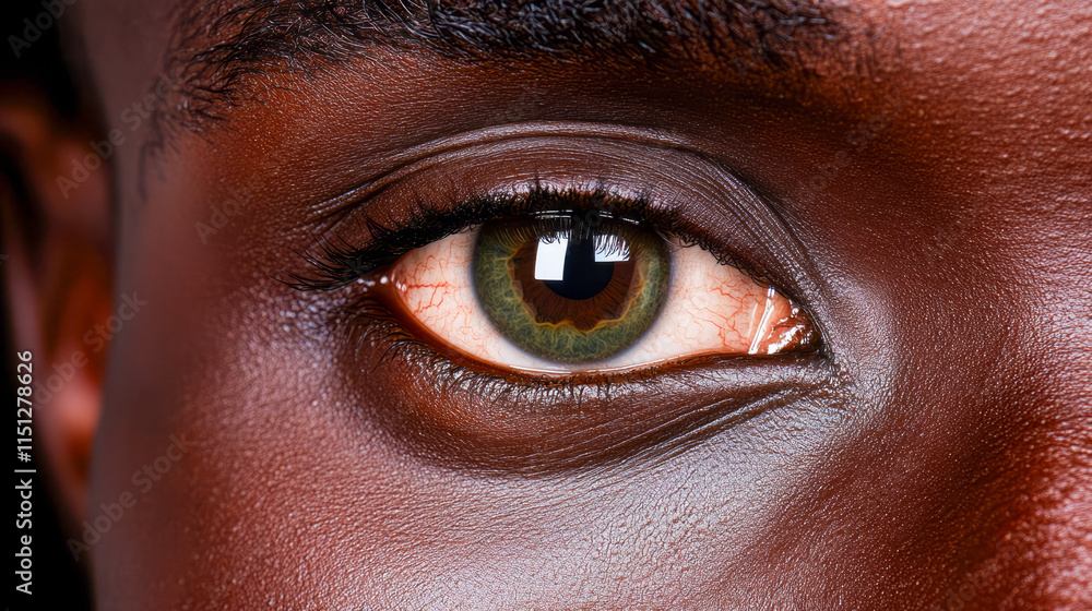 Close-up of african adult male eye with detailed iris and eyebrow Close-up of african adult male eye with detailed iris and eyebrow
