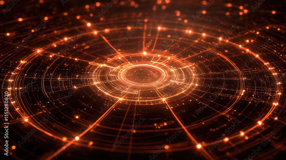 Obraz premium Abstract Technology Background with Circular Pattern and Glowing Lights