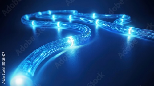 3D digital data connection concept with light paths. photo