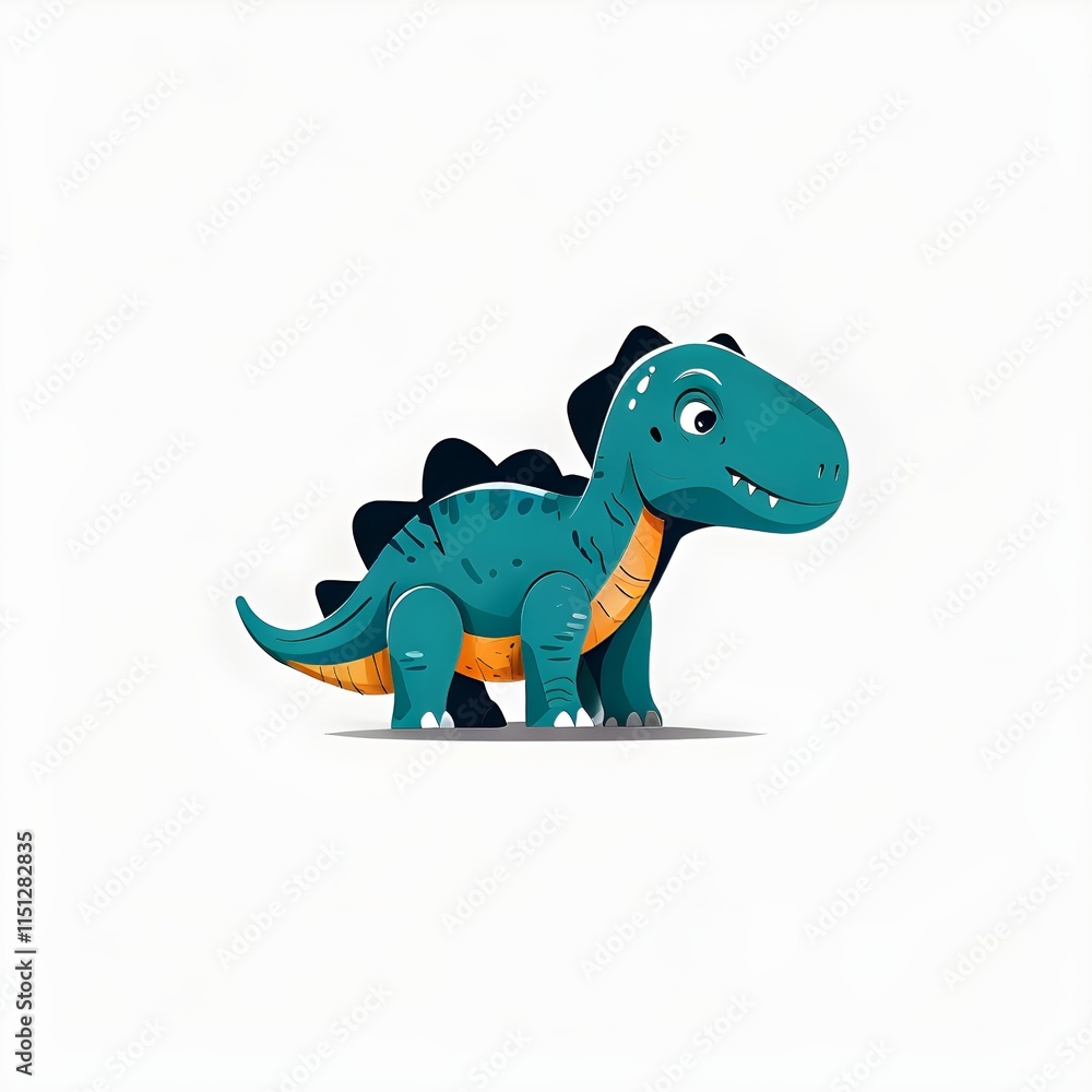 Fototapeta premium A simple cartoon dino with a white background