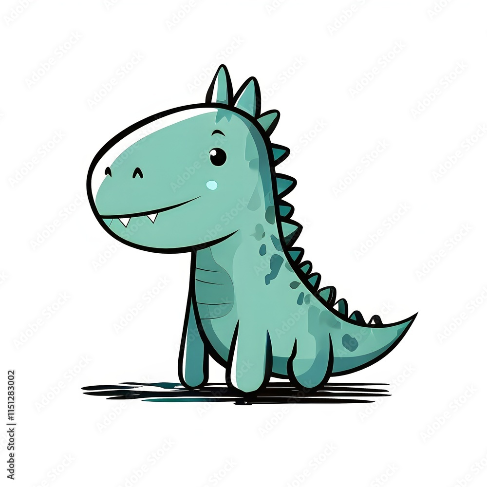 Naklejka premium A simple cartoon dino with a white background