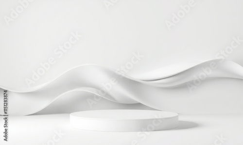 Wallpaper Mural minimalist white podium with curved background creates serene and elegant setting, perfect for showcasing products or presentations. smooth, flowing lines add touch of sophistication Torontodigital.ca