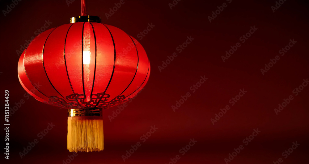 Obraz premium Chinese red lanterns on the night of the happy Chinese New Year decorate the streets.