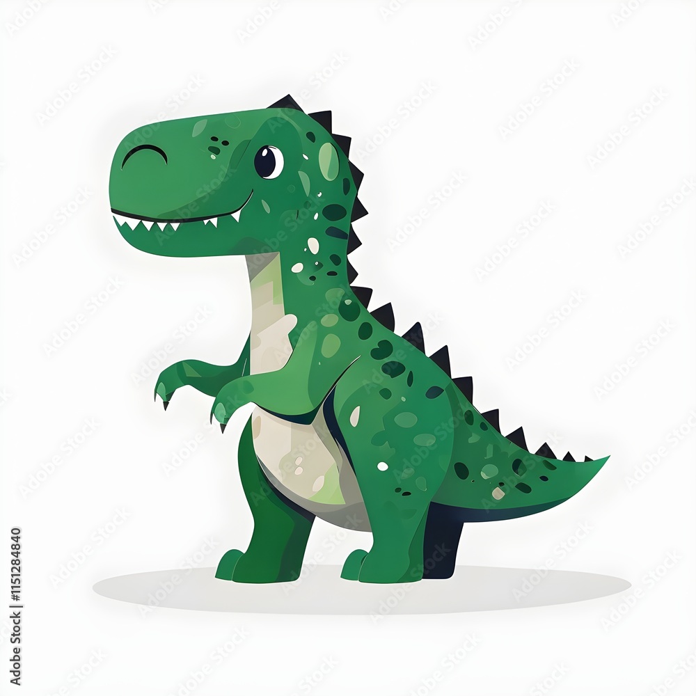 Fototapeta premium A simple cartoon dino with a white background